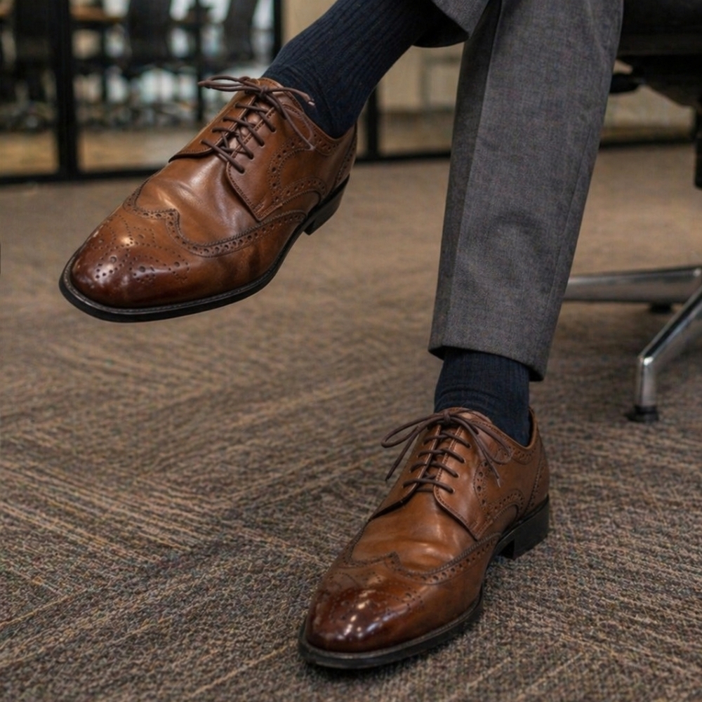 Florsheim Men’s Size 12 Brown Leather Brogue Oxfords Classic Wingtip Dress Shoes